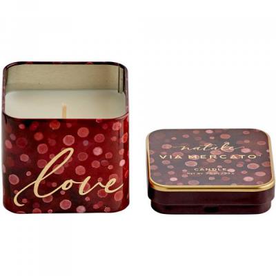 Via Mercato Holiday Candle in Decorative Metal Tin - Love