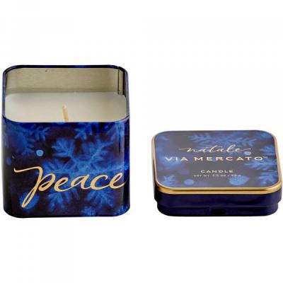 Via Mercato Holiday Candle in Decorative Metal Tin - Peace